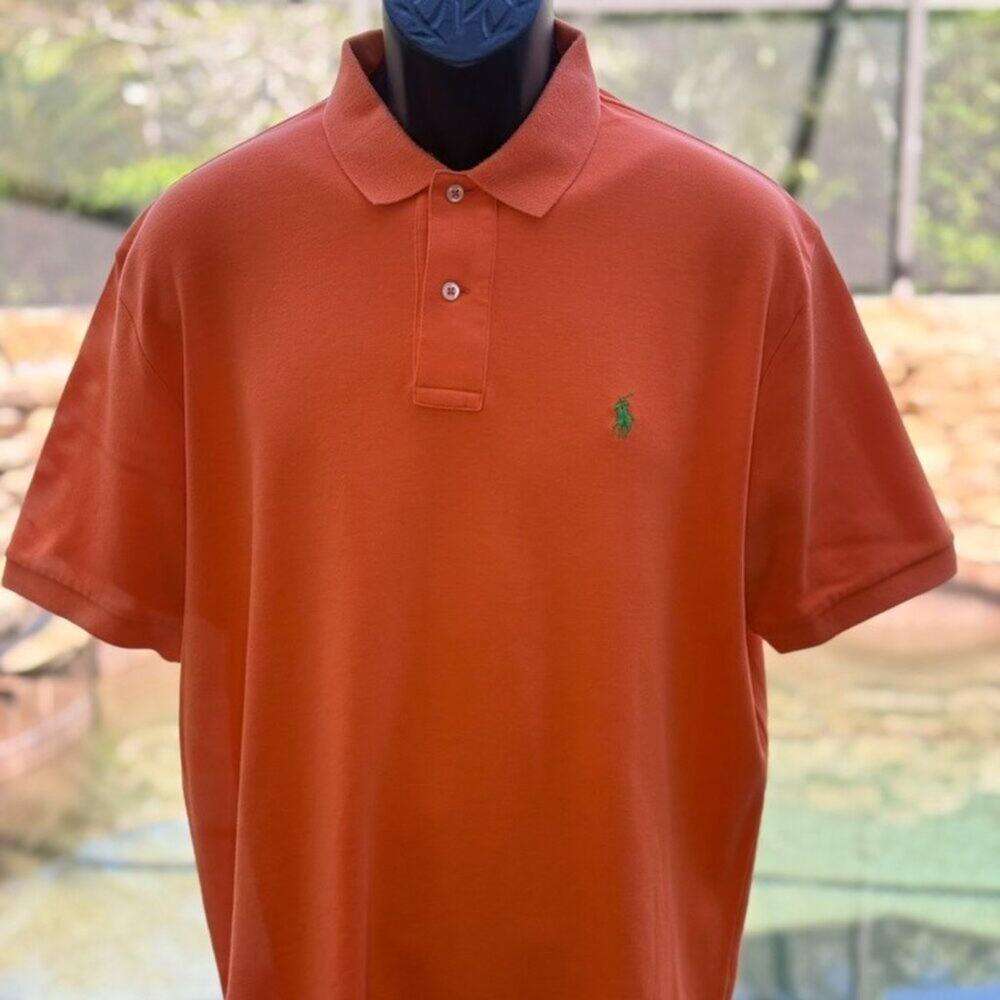 Polo Ralph Lauren Men’s Orange Polo Shirt | Size Large | 100% Cotton Classic Fit - Picture 1 of 7